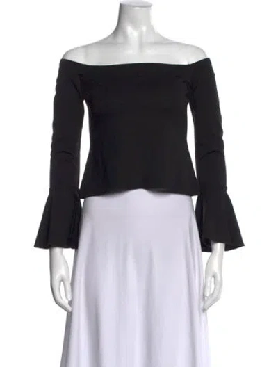 Pre-owned Alexis Off-the-shoulder Long Sleeve Top In Black