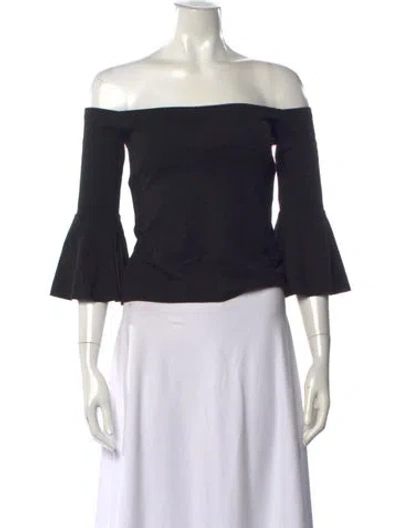 Pre-owned Alexis Off-the-shoulder Long Sleeve Top In Black