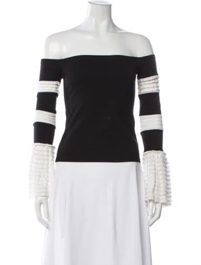 Pre-owned Alexis Off-the-shoulder Long Sleeve Top In Black