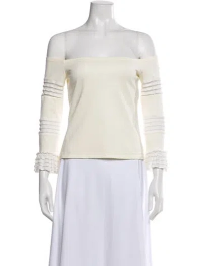 Pre-owned Alexis Off-the-shoulder Long Sleeve Top In Neutral