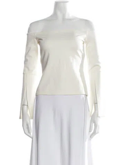 Pre-owned Alexis Off-the-shoulder Long Sleeve Top In Neutrals