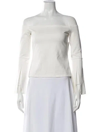 Pre-owned Alexis Off-the-shoulder Long Sleeve Top In Neutrals