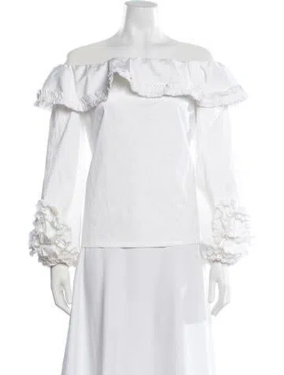 Pre-owned Alexis Off-the-shoulder Long Sleeve Top In White