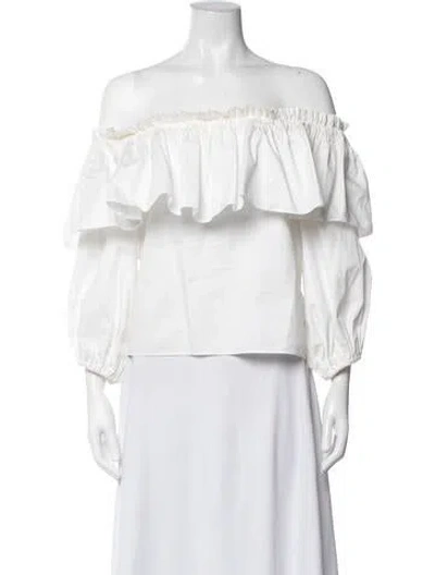 Pre-owned Alexis Off-the-shoulder Long Sleeve Top In White