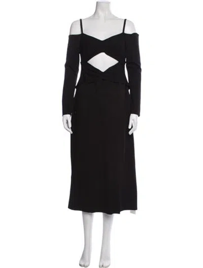 Pre-owned Alexis Off-the-shoulder Midi Length Dress W/ Tags In Black