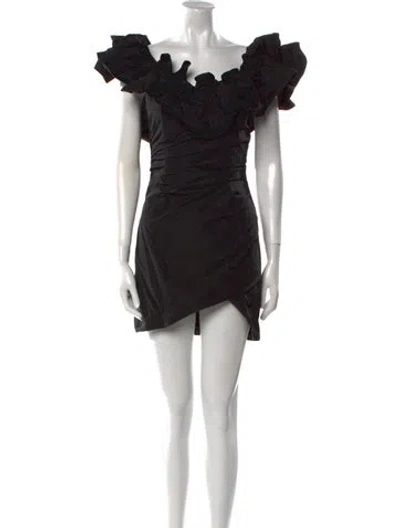 Pre-owned Alexis Off-the-shoulder Mini Dress In Black