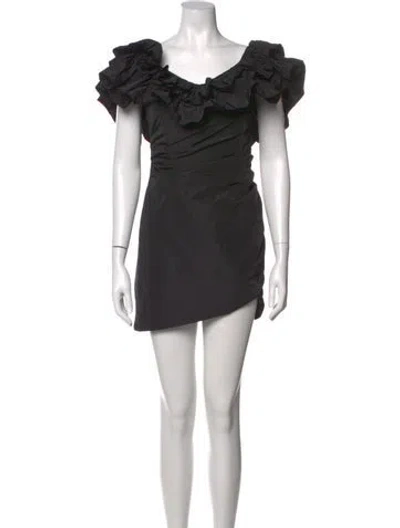 Pre-owned Alexis Off-the-shoulder Mini Dress In Black