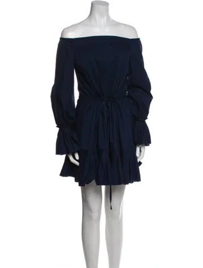 Pre-owned Alexis Off-the-shoulder Mini Dress In Blue