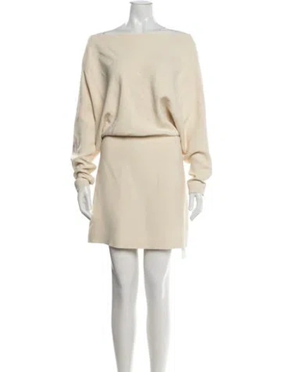 Pre-owned Alexis Off-the-shoulder Mini Dress In Neutral