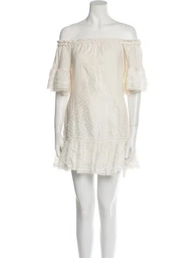 Pre-owned Alexis Off-the-shoulder Mini Dress In White