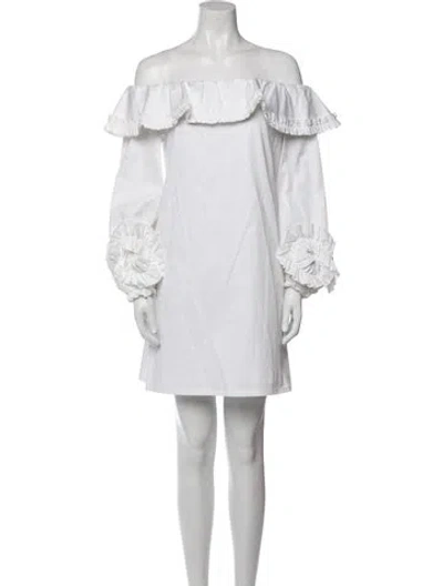 Pre-owned Alexis Off-the-shoulder Mini Dress In White