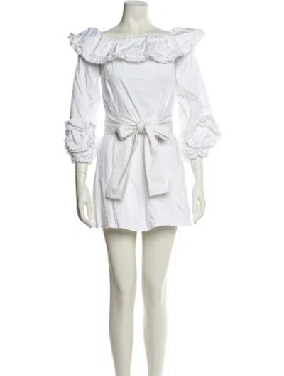 Pre-owned Alexis Off-the-shoulder Mini Dress In White
