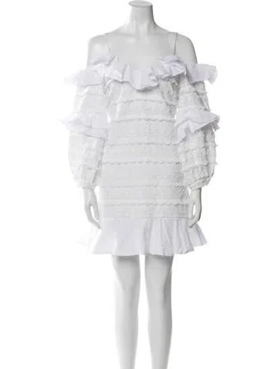 Pre-owned Alexis Off-the-shoulder Mini Dress In White