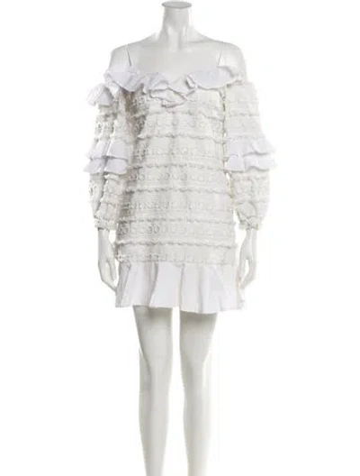 Pre-owned Alexis Off-the-shoulder Mini Dress In White