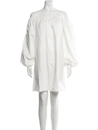 Pre-owned Alexis Off-the-shoulder Mini Dress In White