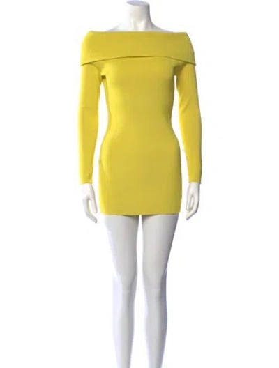 Pre-owned Alexis Off-the-shoulder Mini Dress In Yellow