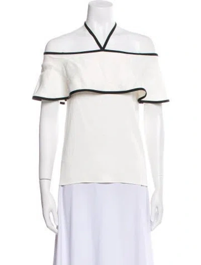 Pre-owned Alexis Off-the-shoulder Short Sleeve Blouse In White