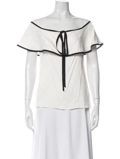 Pre-owned Alexis Off-the-shoulder Short Sleeve Blouse In White