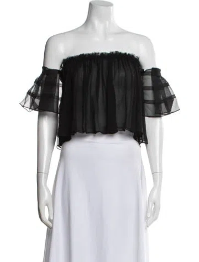 Pre-owned Alexis Off-the-shoulder Short Sleeve Crop Top In Black