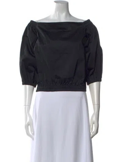 Pre-owned Alexis Off-the-shoulder Short Sleeve Top In Black