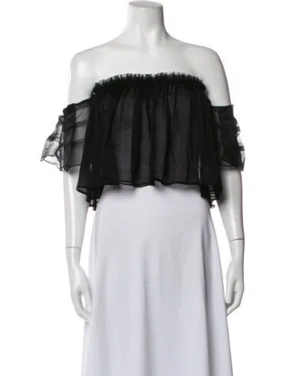 Pre-owned Alexis Off-the-shoulder Short Sleeve Top In Black