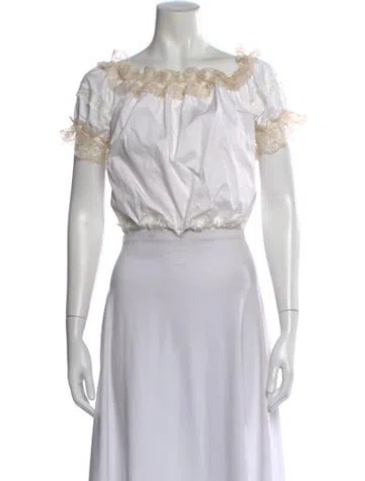 Pre-owned Alexis Off-the-shoulder Short Sleeve Top In Neutral