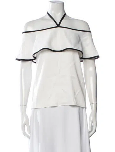 Pre-owned Alexis Off-the-shoulder Short Sleeve Top In Neutrals