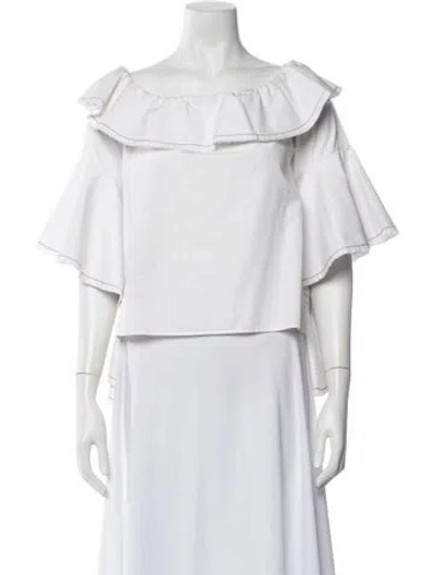 Pre-owned Alexis Off-the-shoulder Short Sleeve Top In White