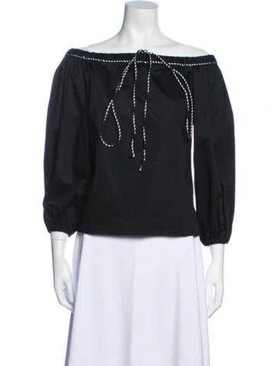 Pre-owned Alexis Off-the-shoulder Three-quarter Sleeve Blouse In Black