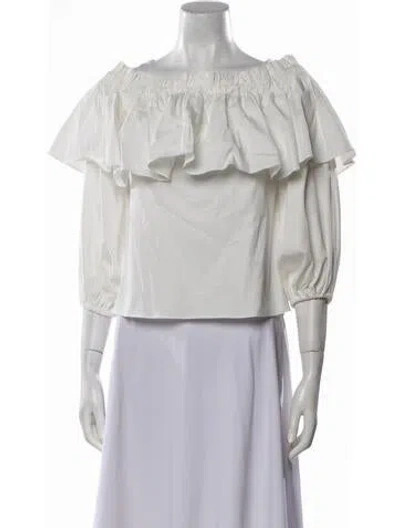 Pre-owned Alexis Off-the-shoulder Three-quarter Sleeve Blouse W/ Tags In White