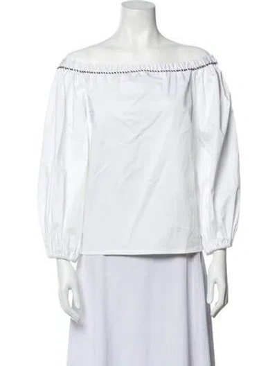 Pre-owned Alexis Off-the-shoulder Three-quarter Sleeve Blouse In White