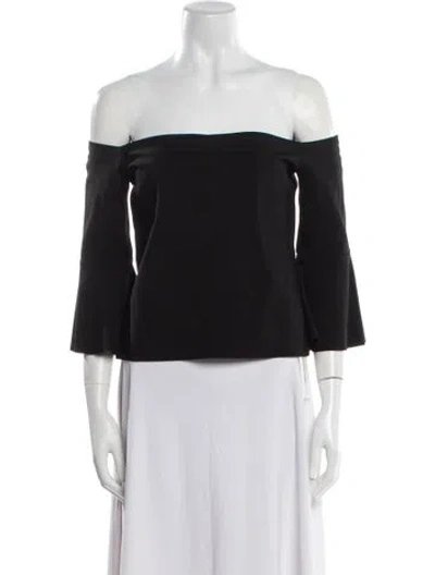 Pre-owned Alexis Off-the-shoulder Three-quarter Sleeve Crop Top In Black