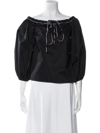 Pre-owned Alexis Off-the-shoulder Three-quarter Sleeve Crop Top In Black