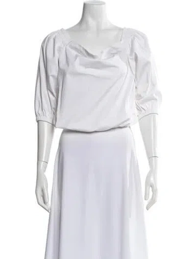 Pre-owned Alexis Off-the-shoulder Three-quarter Sleeve Crop Top In Neutrals