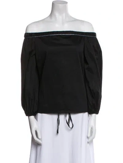 Pre-owned Alexis Off-the-shoulder Three-quarter Sleeve Top In Black