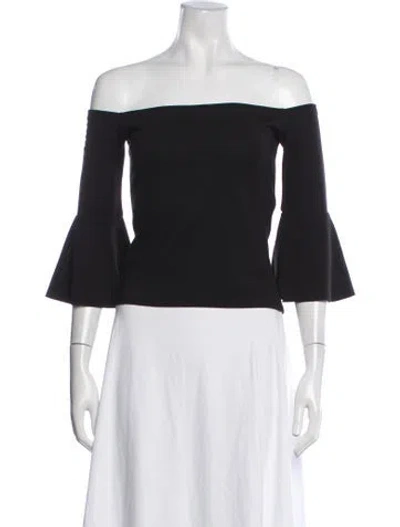 Pre-owned Alexis Off-the-shoulder Three-quarter Sleeve Top In Black