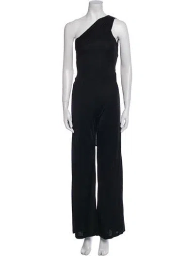 Pre-owned Alexis One-shoulder Jumpsuit In Black