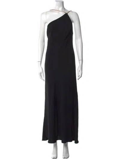 Pre-owned Alexis One-shoulder Long Dress In Black