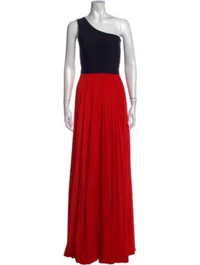 Pre-owned Alexis One-shoulder Long Dress In Black/red