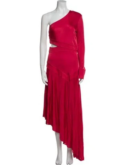 Pre-owned Alexis One-shoulder Long Dress In Red