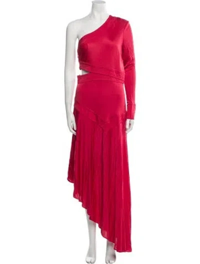 Pre-owned Alexis One-shoulder Long Dress In Red