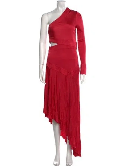Pre-owned Alexis One-shoulder Long Dress In Red