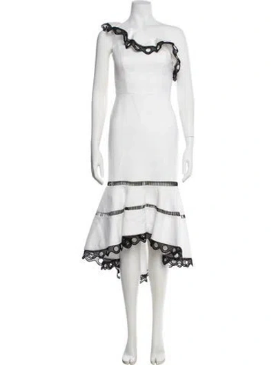 Pre-owned Alexis One-shoulder Long Dress In White
