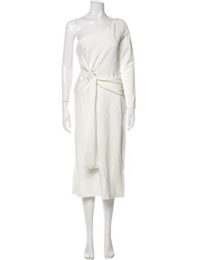 Pre-owned Alexis One-shoulder Midi Length Dress In White