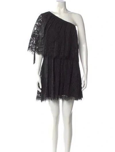 Pre-owned Alexis One-shoulder Mini Dress In Black
