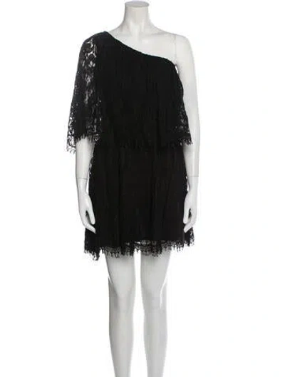 Pre-owned Alexis One-shoulder Mini Dress In Black