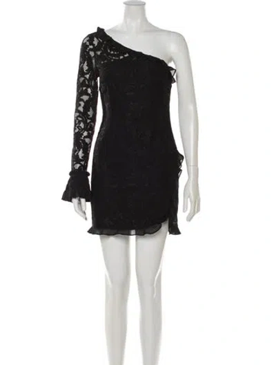 Pre-owned Alexis One-shoulder Mini Dress In Black