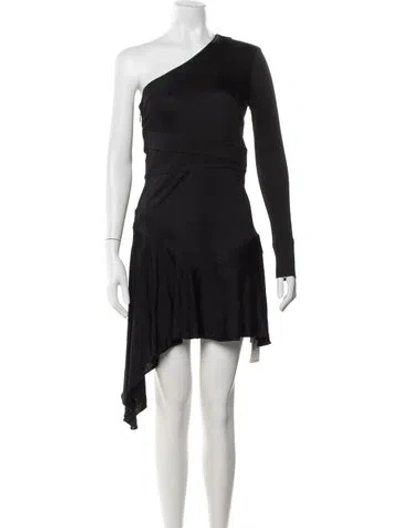 Pre-owned Alexis One-shoulder Mini Dress In Black
