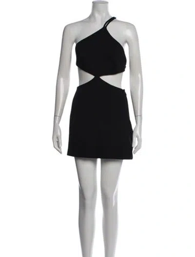 Pre-owned Alexis One-shoulder Mini Dress In Black