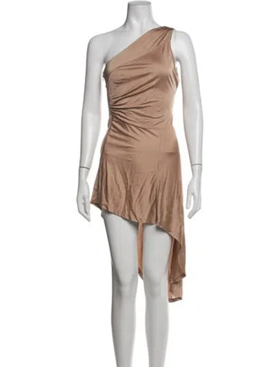 Pre-owned Alexis One-shoulder Mini Dress In Neutrals
